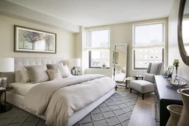 Light filled bedrooms with spacious closets in each, customized to be the smartest, best-dressed closets in Boston.